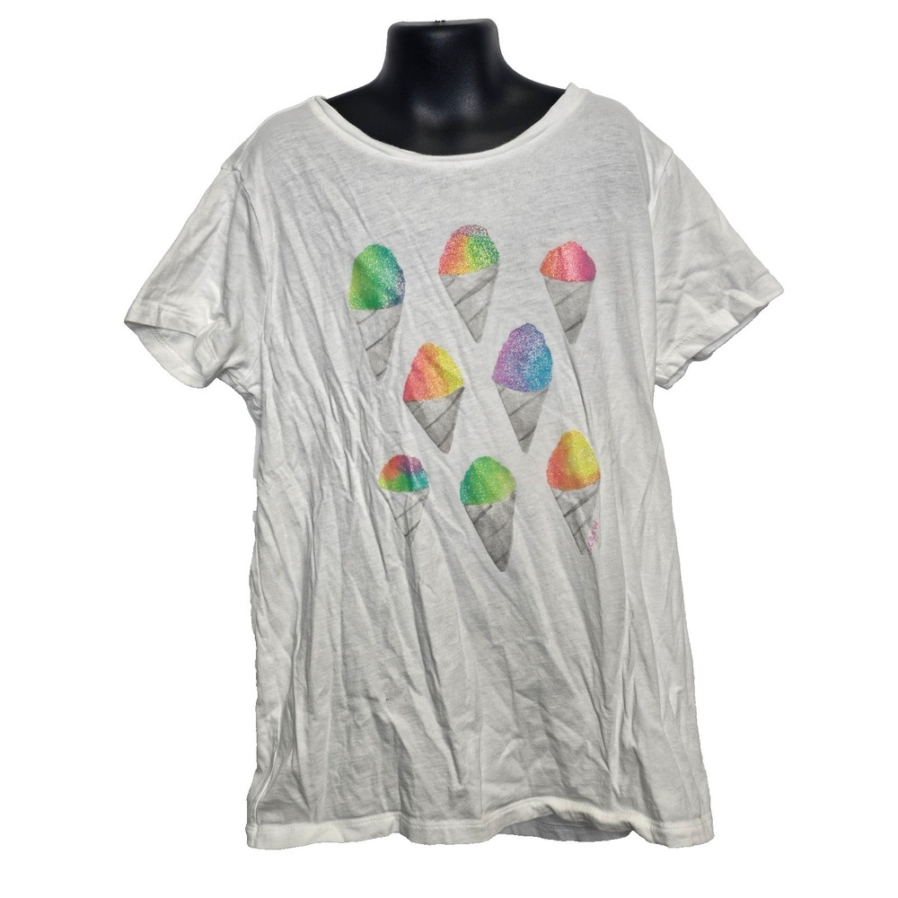 JCrew Crewcuts glittery snow cone graphic t-shirt Girls size XL (12-14)